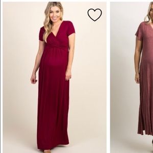 Dark red maxi maternity dress